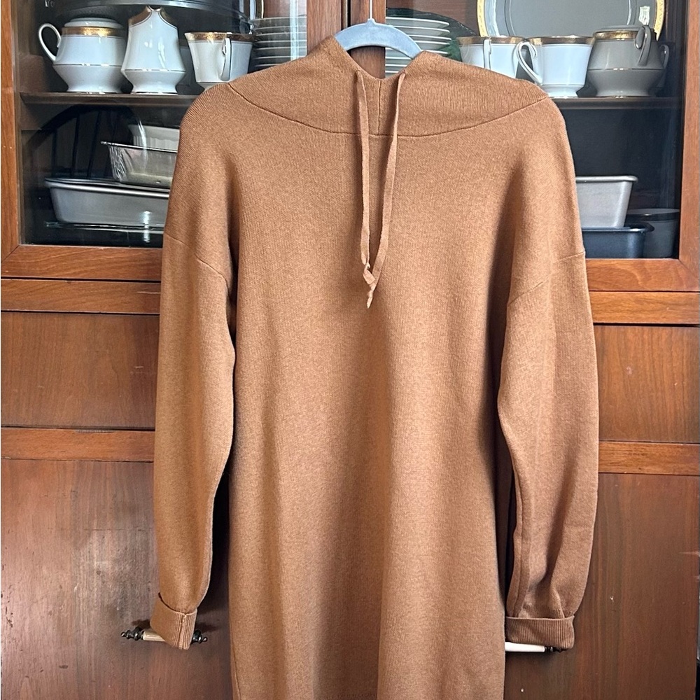 BP Nordstrom tan hooded sweater dress size L